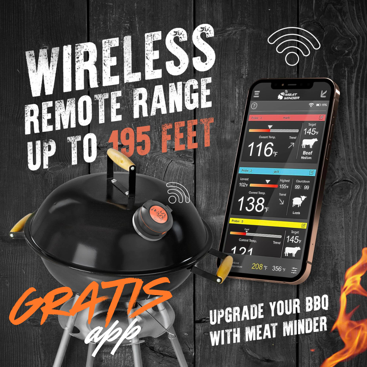 Termometro per barbecue AI + App mobile gratuita