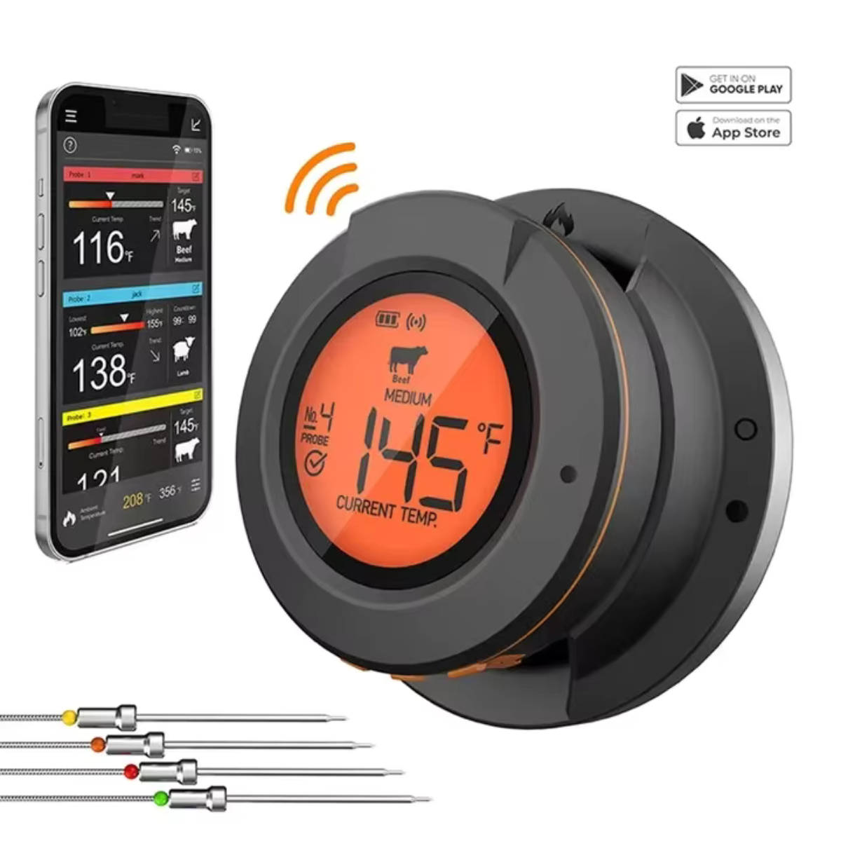 Termometro per barbecue AI + App mobile gratuita