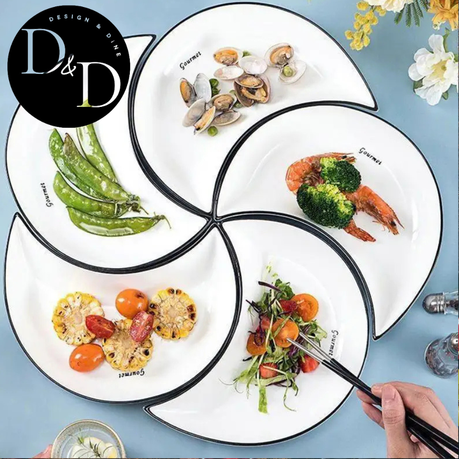 Lunar Luxe: 5-piece ceramic moon dish set
