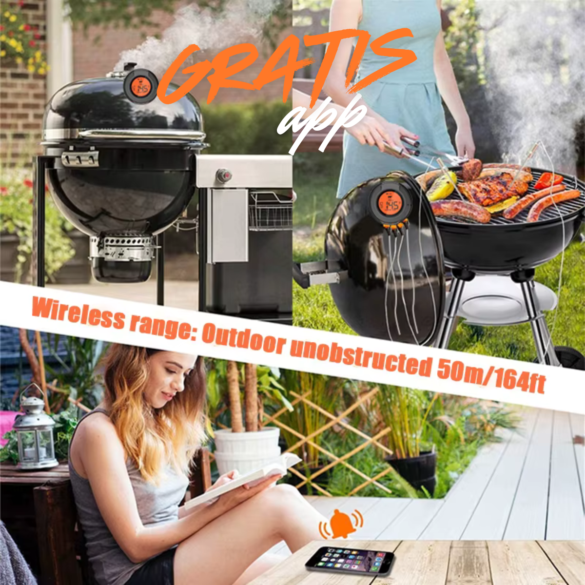 Termometro per barbecue AI + App mobile gratuita