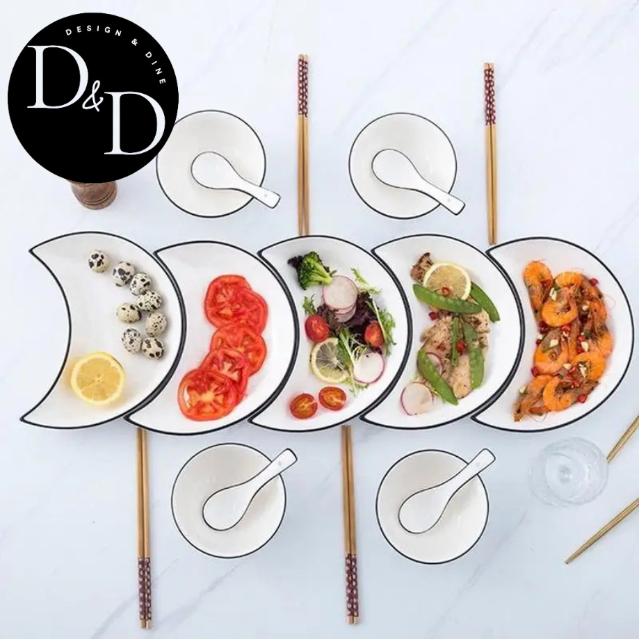 Lunar Luxe: 5-piece ceramic moon dish set