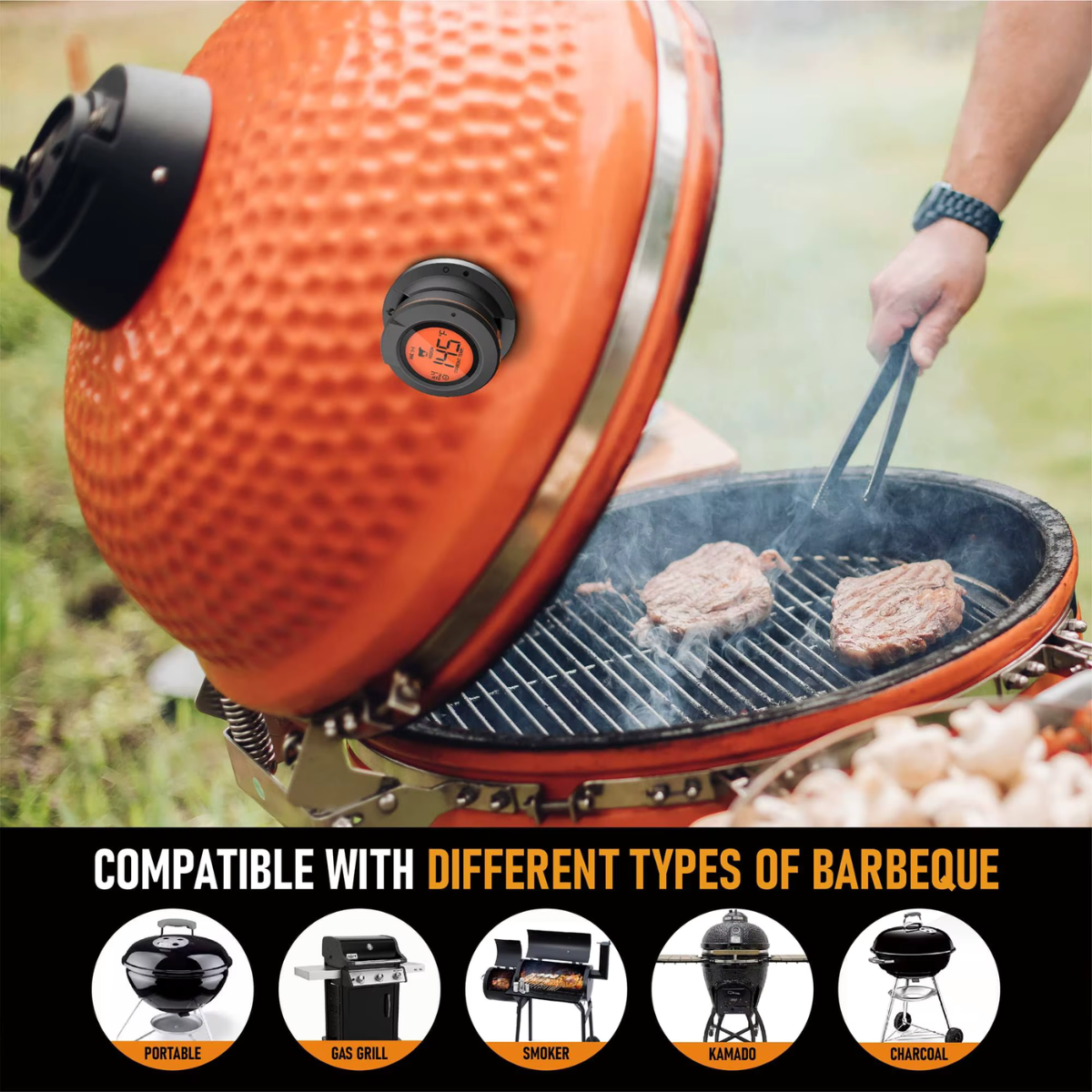 Termometro per barbecue AI + App mobile gratuita