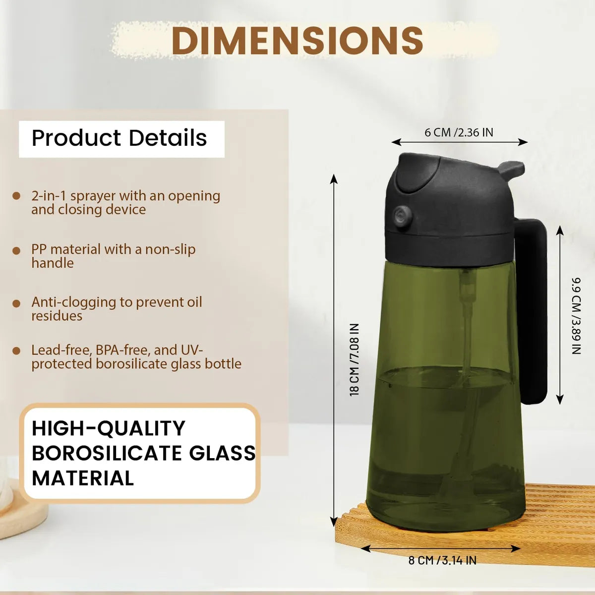 Chef's mist - 2 in 1 oil spray + UV protection glass