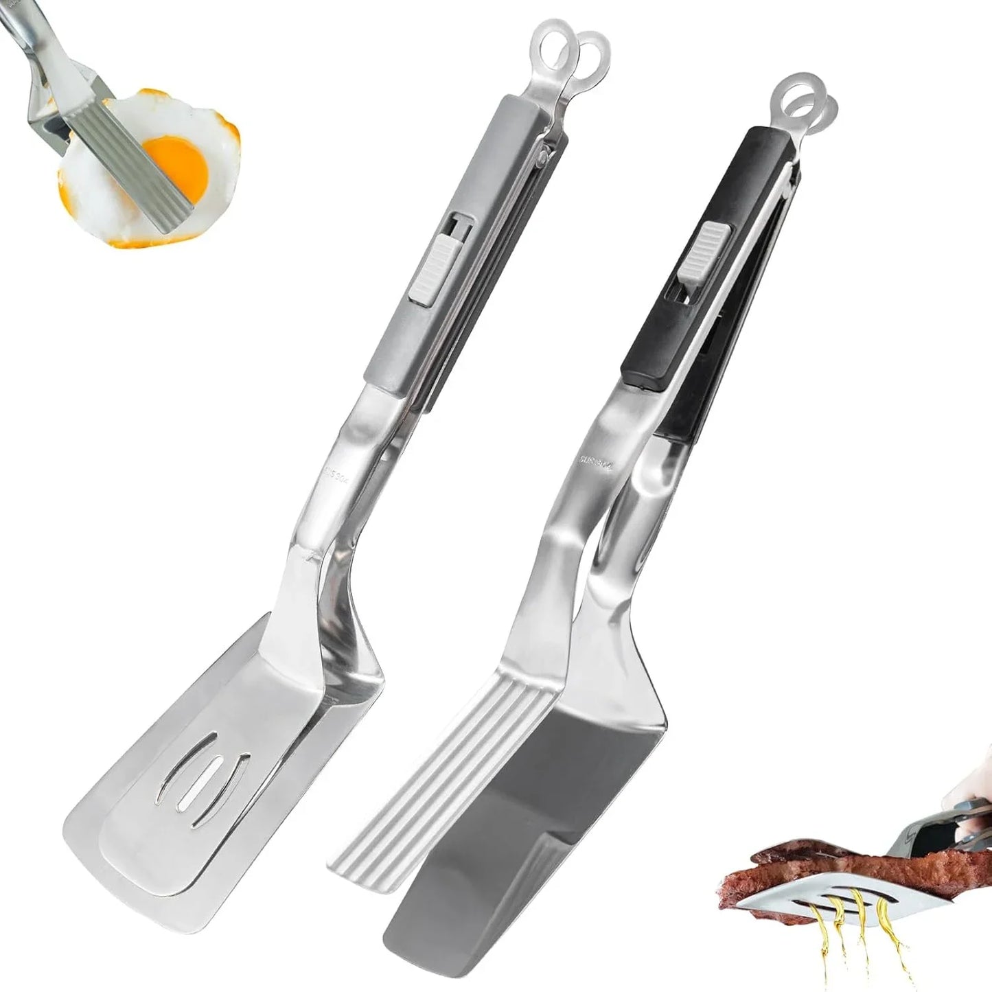 Grip and flip 2 in 1 BBQ tongs