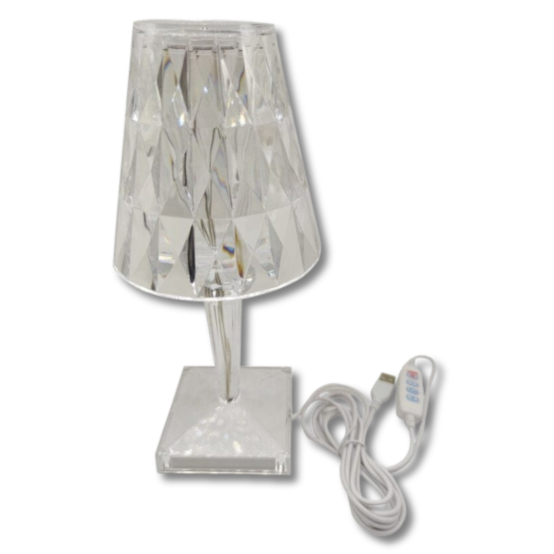 PrismGlow LED-Kristall-Tischlampe – wiederaufladbar
