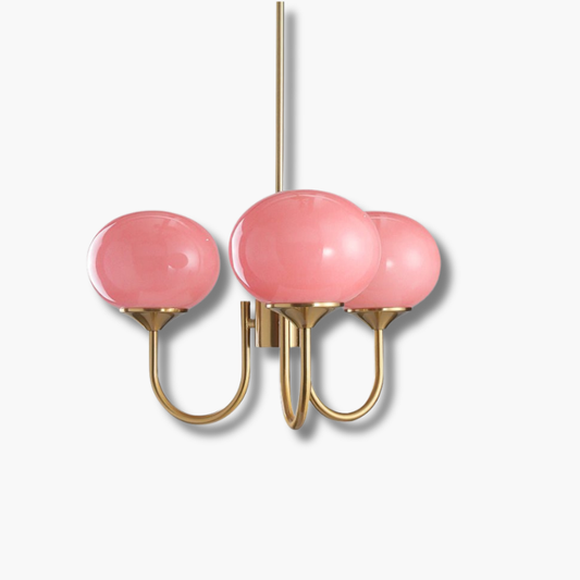 Marshmallow Kronleuchter Gold Rosa Glas Deckenleuchte