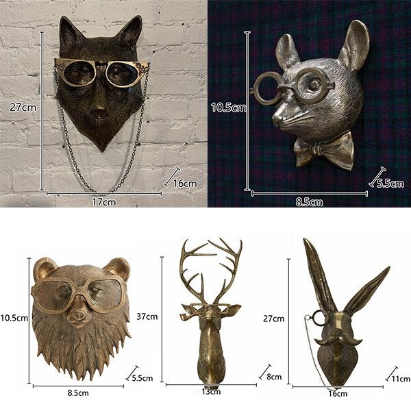 Wanddekoration mit Tierkopf