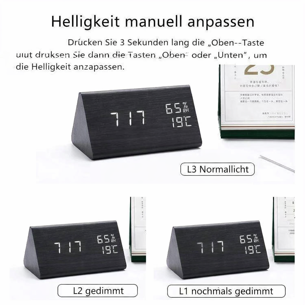 WoodTime LED-Wecker – Digitaluhr
