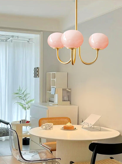 Marshmallow Kronleuchter Gold Rosa Glas Deckenleuchte