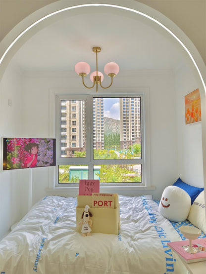 Marshmallow Kronleuchter Gold Rosa Glas Deckenleuchte