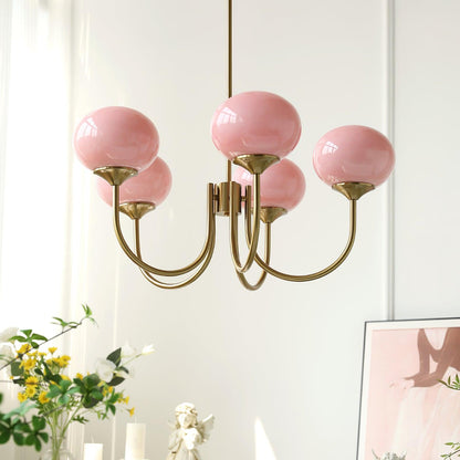 Marshmallow Kronleuchter Gold Rosa Glas Deckenleuchte