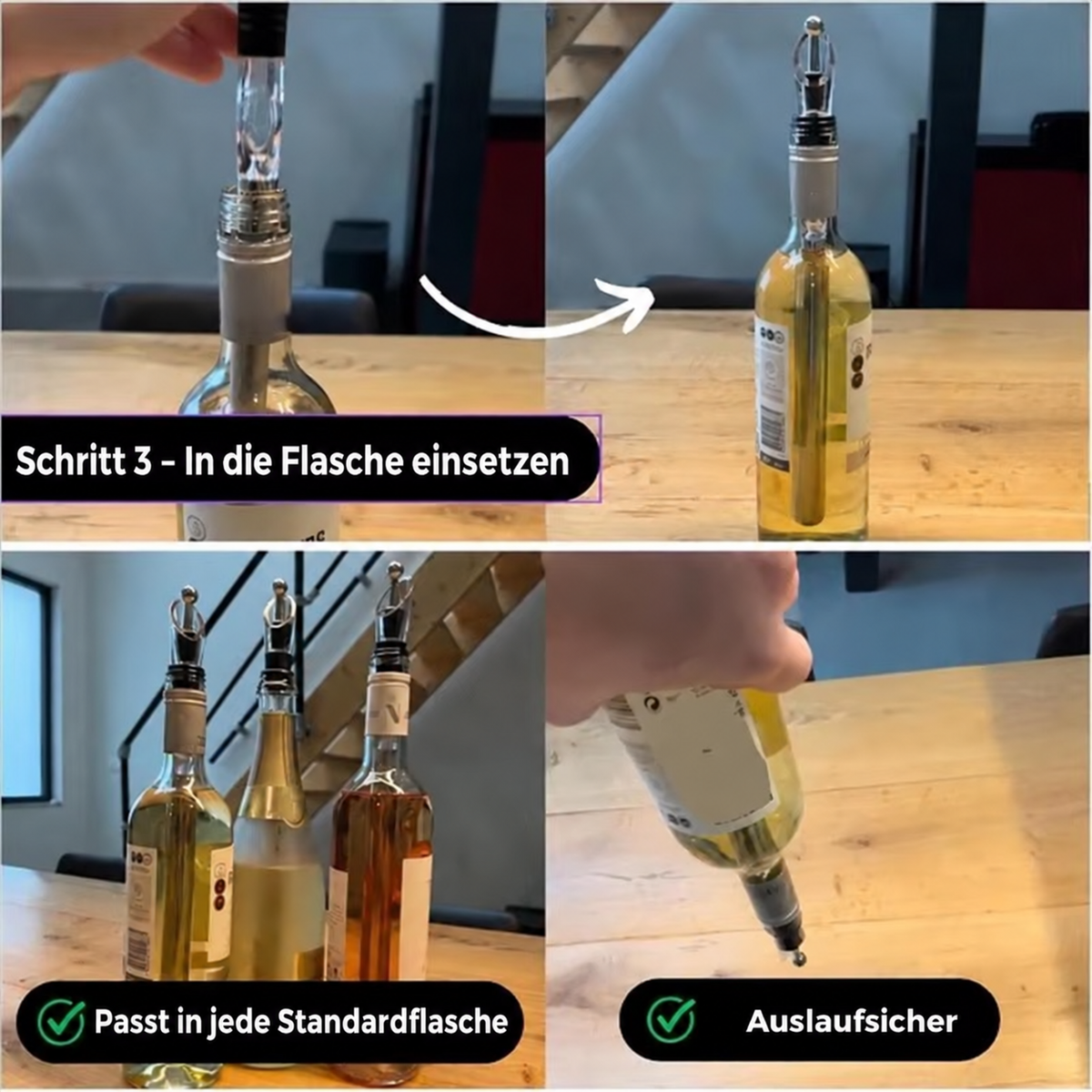 Weinkühlstab mit Ausgießer – Detailansicht